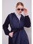 Lacivert Kaşe Detaylı Kapitone Mont 3