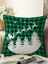 Yeşil Ekose Noel Baba ve Geyikleri Renkli Modern Örme Yastık Kılıfı 1