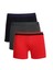Erkek Penye 3'lü Boxer Siyah-Füme-Kırmızı 1