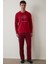 Kırmızı Erkek Kareli Bisiklet Yaka Oversize Pijama Takımı 1