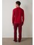 Kırmızı Erkek Kareli Bisiklet Yaka Oversize Pijama Takımı 6