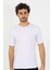Erkek Sıfır Yaka Likralı Beyaz T-Shirt 1
