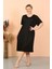 Kadın Kısa Kol Diz Altı Over Size Siyah Ev Elbisesi - Geceliği 1