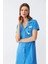 Kadın Pamuk Penye Kısa Kol Düğmeli Mavi Tunik Gecelik 3