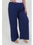 Kadın Büyük Beden Bürümcük Pantolon Saks 4