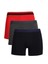 Erkek Penye 3'lü Boxer Kırmızı-Füme-Lacivert 1