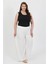 Kadın Büyük Beden Bürümcük Pantolon Beyaz 2