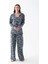 Kadın Lacivert “paris” Yazı Desenli Düğmeli Pamuklu Pijama Takımı 2