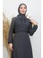 Semra Tesettür Elbise Koyu Gri 5