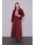 Bordo Yaka Taşlı Gül Detay Etek Takım 2