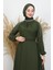 Semra Tesettür Elbise Haki 5