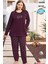 Büyük Beden Viskon Kadın Uzun Kol Pijama Takımı 250498 MÜRDÜM02 3