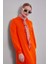 Oranj Kapuşonlu Gizli Cep Detaylı Elbise 2