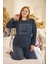 Büyük Beden Termal Kadın Uzun Kol Pijama Takımı 240685 LACI01 4