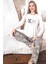 Büyük Beden Kadın Desenli Saphire Pijama Takımı 0487 BEJ01 2