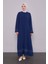 Lacivert Etek Ucu Katlı Ferace 1