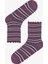 Kahve Lacivert Ruffled Stripe 3lü Soket Çorap 3