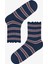 Kahve Lacivert Ruffled Stripe 3lü Soket Çorap 4