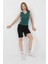Kadın Kalın Askılı Pamuk Penye Şortlu Takım Yeşil 4