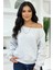 Üç Iplik Şardonlu Uzun Kollu Kayık Yaka Sweatshirt 1