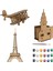 Ahşap Kız Kulesi ve Eyfel Kulesi Uçak Boyama Seti, Kahverengi 1
