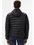 Synthetic Fill Jacket Gizlenebilir Kapişonlu Şişme Erkek Mont Siyah 3