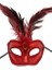 Rugan Kaplama Kırmızı Tüylü Parti Maskesi 4