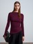 32198 Kayık Yaka Büzgülü Top-Bordo 3