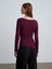 32198 Kayık Yaka Büzgülü Top-Bordo 4