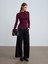 32198 Kayık Yaka Büzgülü Top-Bordo 5