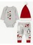 Erkek Bebek Yenidoğan Penguen Ayı Baskılı Noel Şapkalı Çıtçıtlı Zıbın Body 3 Lü Takımset 2