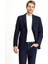 Slim Fit Dar Kesim Klasik Ceket Erkek %100 Polyester Uzun Kol Cepsiz Koyu Lacivert 9