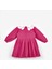 Fuşya Kalp Desenli Yakalı Kız Çocuk Keten Elbise - Vivienne 2
