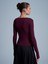 32319 Modal Karışımlı Uzun Kollu Top-Bordo 2