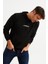 Kapüşonlu Sweatshirt Uzun Kol Erkek Düz Siyah Renk Rahat Kalıp 6