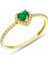 14 Ayar Altın Kalp Kesim Yeşil Zümrüt Yüzük 3