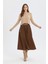 Süet A Kesim Midi Etek Kahverengi 1