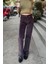 Bootcut Fit Yüksek Bel Mürdüm Mor Kadın Kadife Pantolon 1
