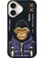 iPhone 16 3D Gerçek Nakış Işlemeli Kabartmalı Gözlük Fermuar Mont Gorilla Detaylı Cool Cute 2.0 Silikon Kılıf 4