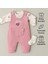 Bebek Kız 3'lü Tulum Takımı - Kalp Desenli Badi Mürdüm Salopet ve Çorap Seti Pamuklu 2
