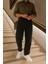 Erkek Beli Lastikli Jogger Bol Paça Siyah Baggy Pantolon 2