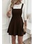 Kadın Askılı Sırttan Çapraz Detaylı Kısa Kiloş Kadife Mini Elbise 5