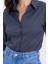 Kadın Slim Fit Dar Kesim Klasik Yaka Uzun Kollu Antrasit Gömlek 3