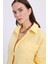 Kadın Oversize Geniş Kesim %100 Pamuk Müslin Kumaş Uzun Kollu Cepli Dokulu Sarı Gömlek 2