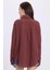 Kadın Oversize Geniş Kesim %100 Pamuk Müslin Kumaş Uzun Kollu Cepli Dokulu Kahverengi Gömlek 6