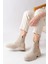 ZRİN-086 Premium Bej Fashion Aksesuarlı Fermuarlı Günlük Kadın Bot 2