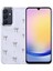 Samsung Galaxy A15 Uyumlu Kılıf Kamera Koruyucu Simli Fiyonk Desenli Kabartmalı Şeffaf Slikon Kapak 1