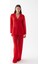 Kadın Kırmızı Şeffaf Jakar Düğmeli Pijama Takımı 6