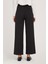 Kadın Regular Fit Klasik Kesim Cırt Kapamalı Palazzo Siyah Pantolon 7