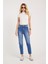 Kadın Slim Fit Dar Kesim Pamuklu Dar Paça Mavi Jean Pantolon 2